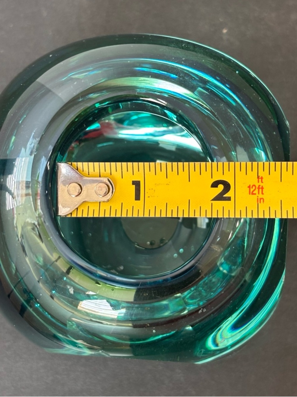 Murano Style Sommerso Art Glass Vase/Candle Teal Blue Heavy Glass Hand Blown4.5” - Picture 14 of 15